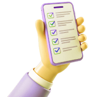 3d-render-hand-holding-smartphone-with-checklist-icon